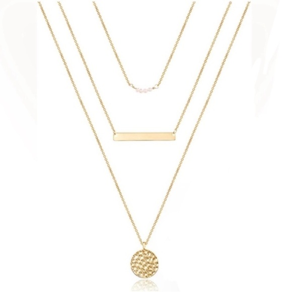 Jewelry - Women’s Necklace 14K Gold Plated Pendant three piece necklace for women